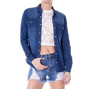 Vila Clothes Blue Denim Women's Shirt